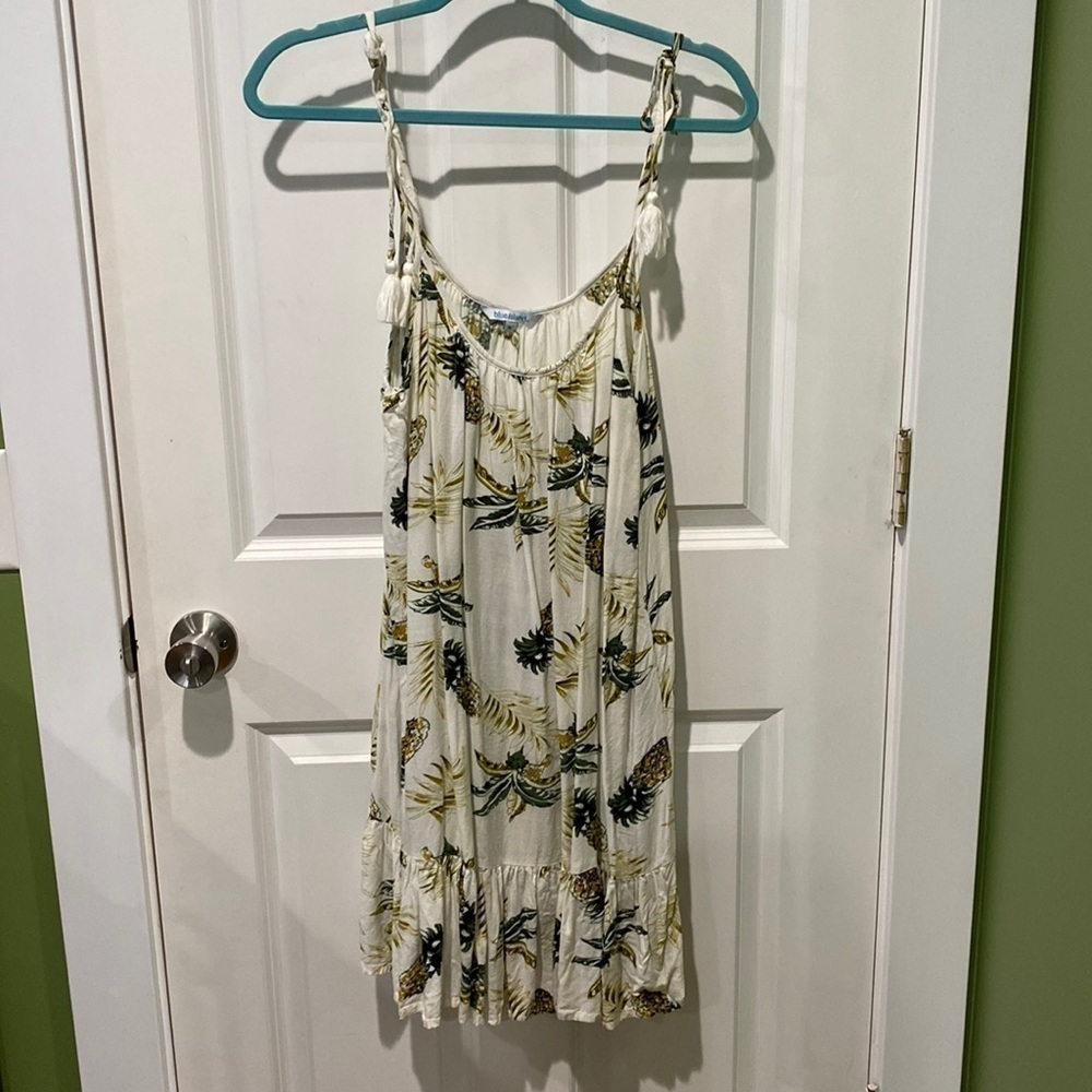 Blue Island Pineapple Ruffle Hem Swim Coverup EUC
